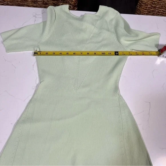 Maje Pastel Green Ribbed Knit Tie Back Midi Dress 38 - Picture 12 of 15